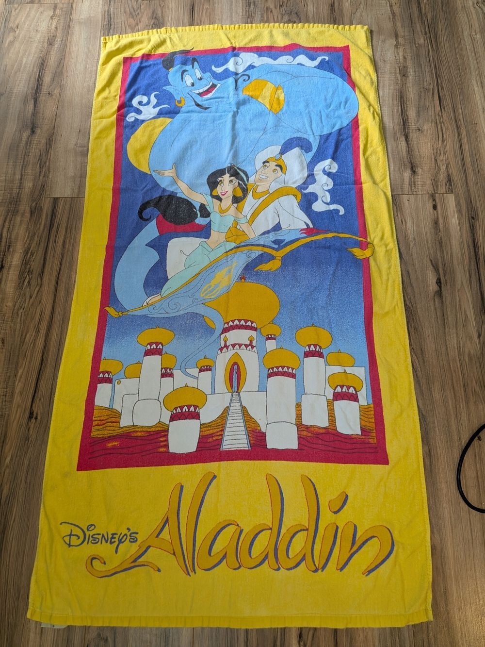 Vintage Franco Disney Aladdin Swim Beach Towel, Yellow, Cotton